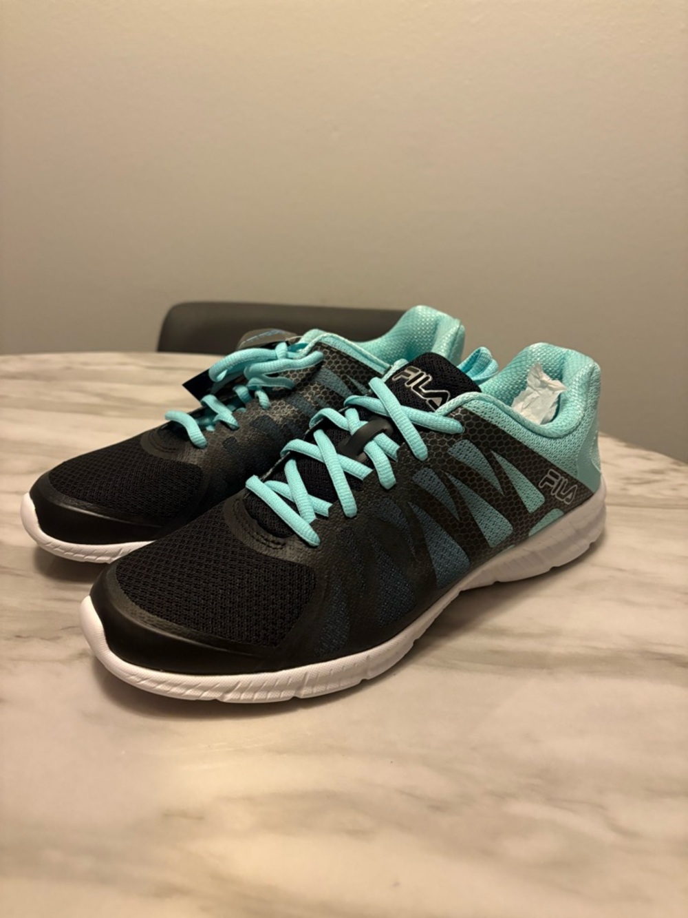 Fila Black and Teal Women's Memory Foam Athletic Shoes
